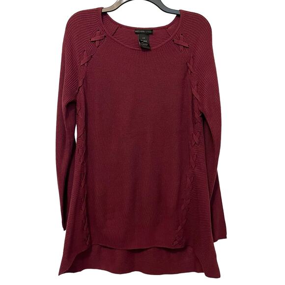 Design History Burgundy Sweater Criss Cross Detail Large - Picture 1 of 5